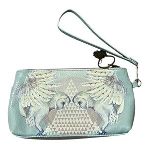 Papaya vegan wristlet. NWOT Beautiful owl & sacred geometry design